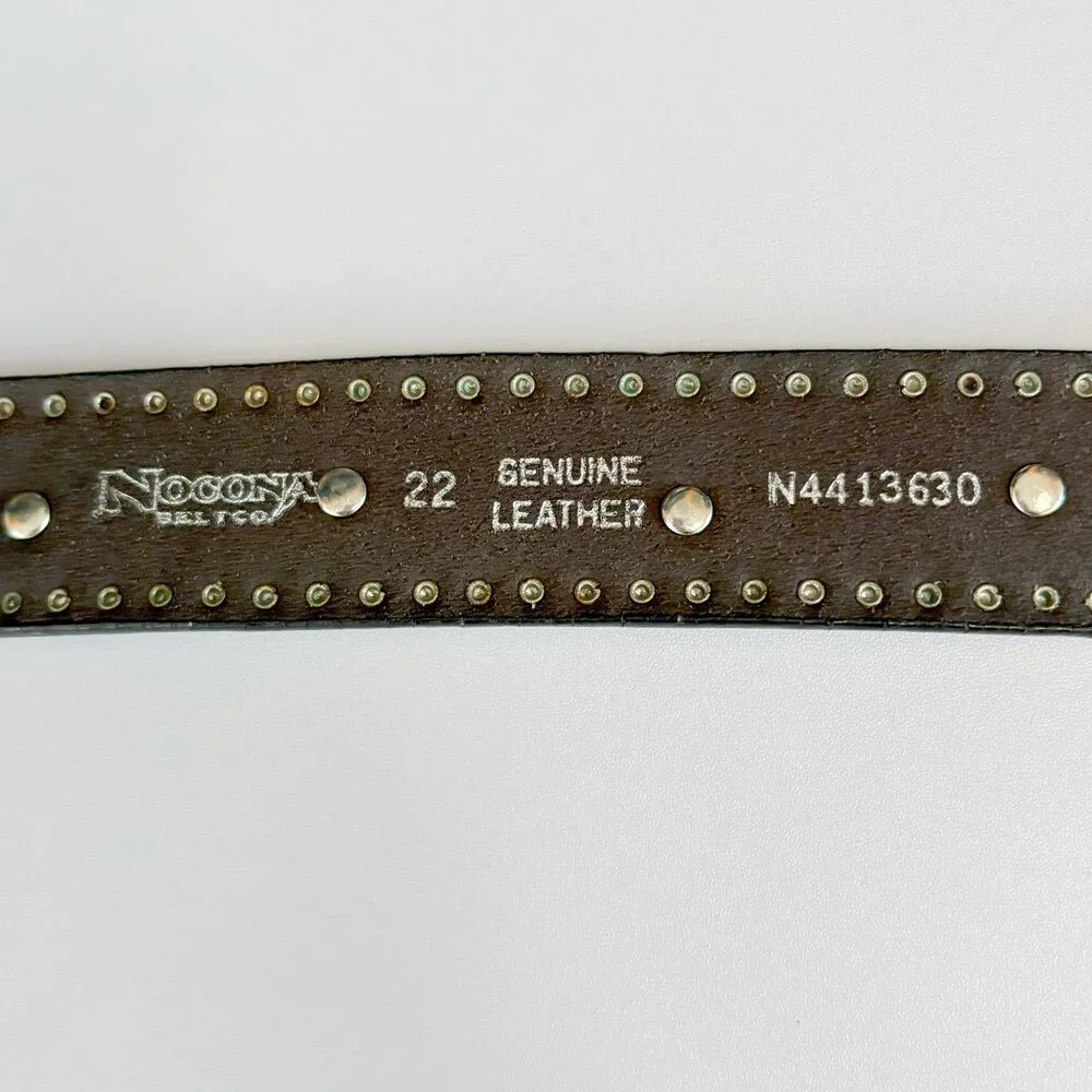 Nocona Girls Leather Western Belt Studded Rhinestone Hearts Cross Studs Brawn 22